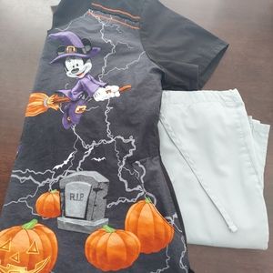 1 set of Disney Halloween Scrubs